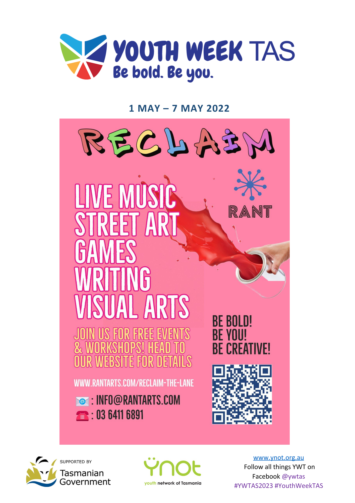 RECLAIM 2023! [Youth Week Tasmania] | Youth Network of Tasmania